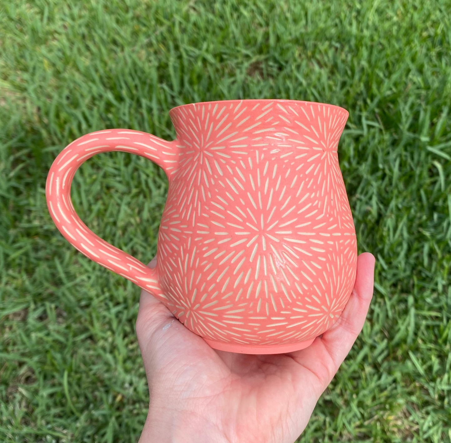 Pink Hand-Carved Mug