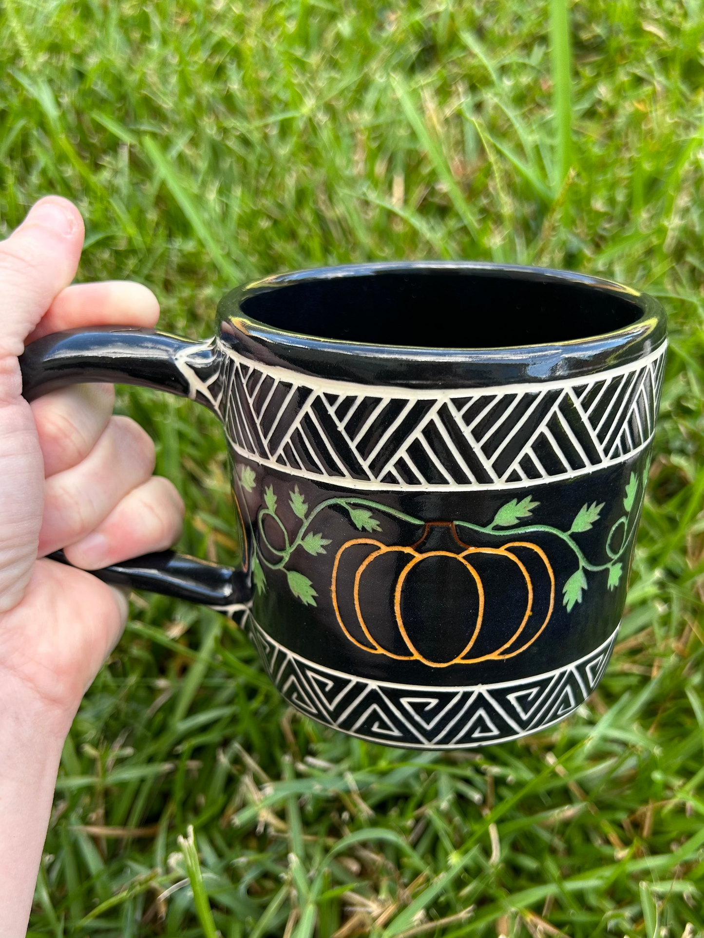 Pumpkin Tribal Hand Carved Mug