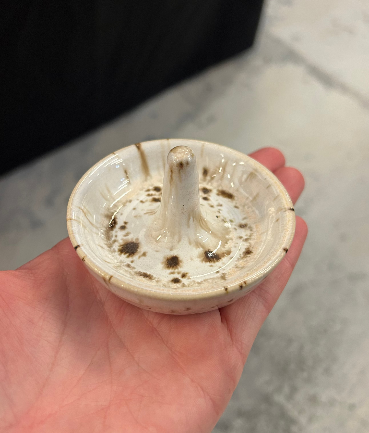 Cream Speckled Ring Dish