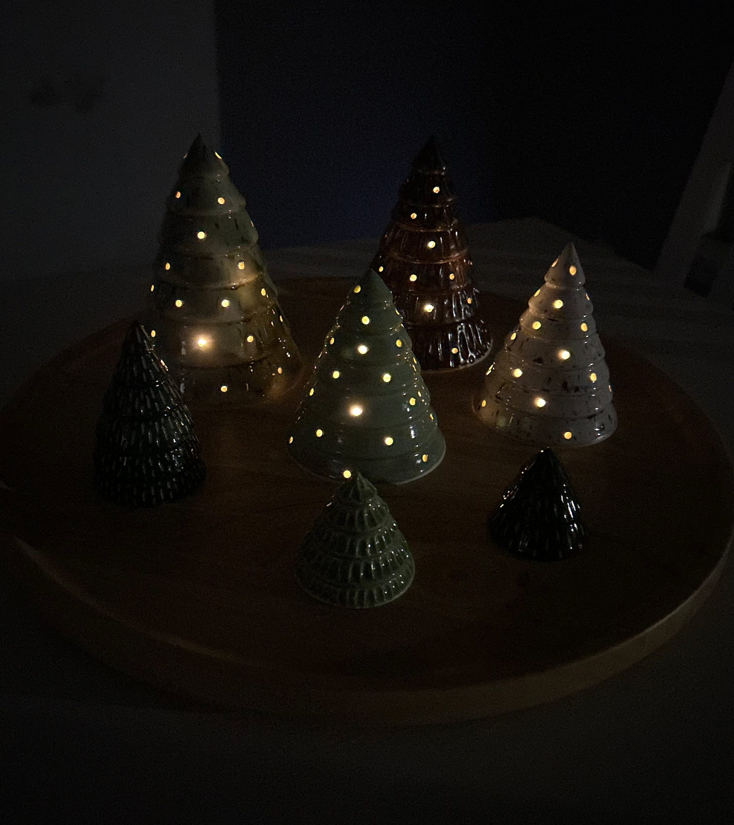 Green & Cream Speckle Christmas Tree Luminary