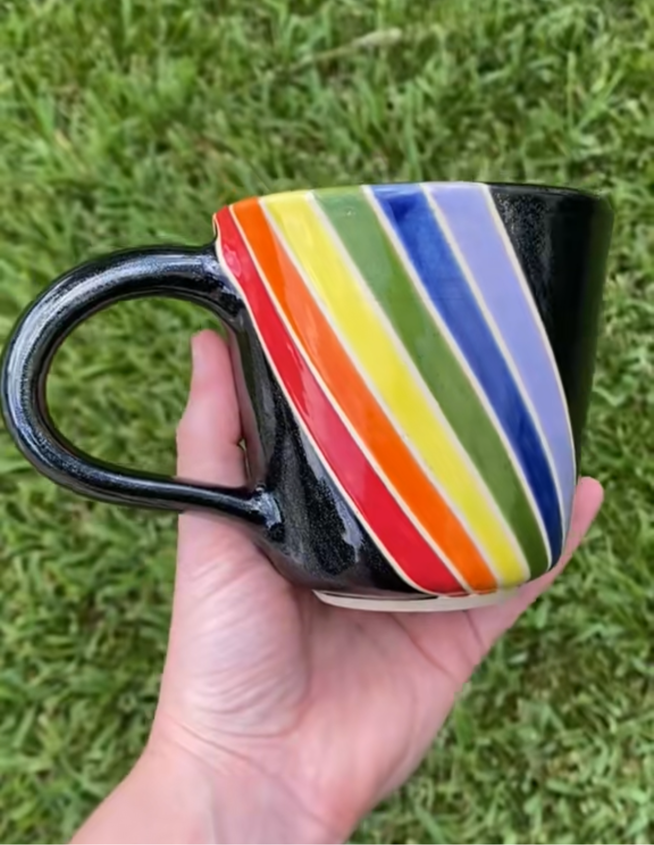 Rainbow & Black Stripe Mug