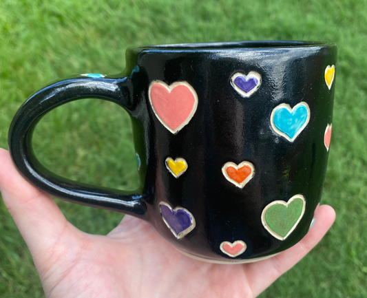 Rainbow Heart Hand-Carved Mug