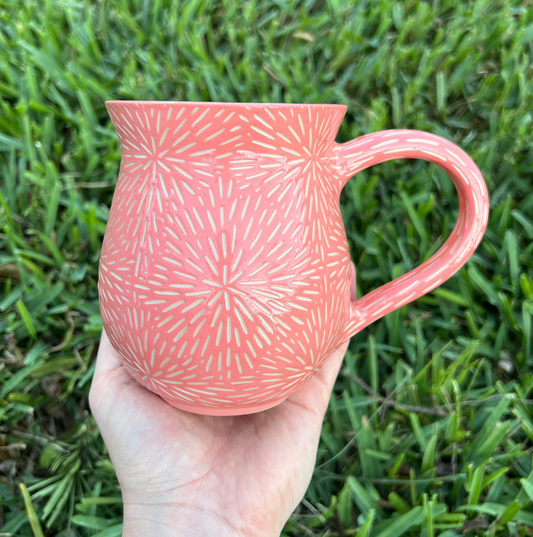 Pink Hand-Carved Mug