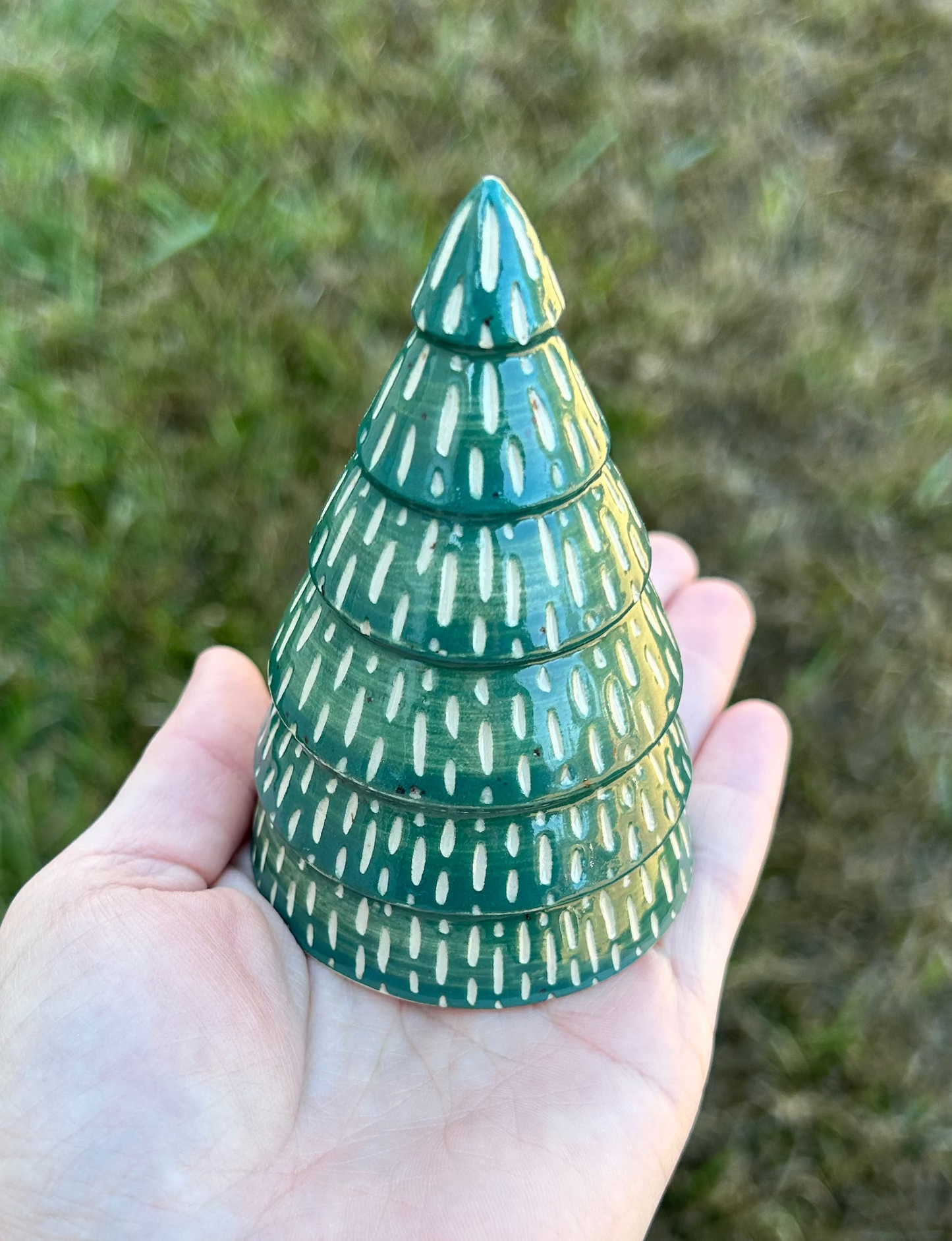 Hand-Carved Green Christmas Tree