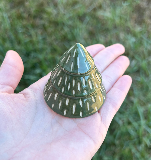 Mini Hand-Carved Green Christmas Tree