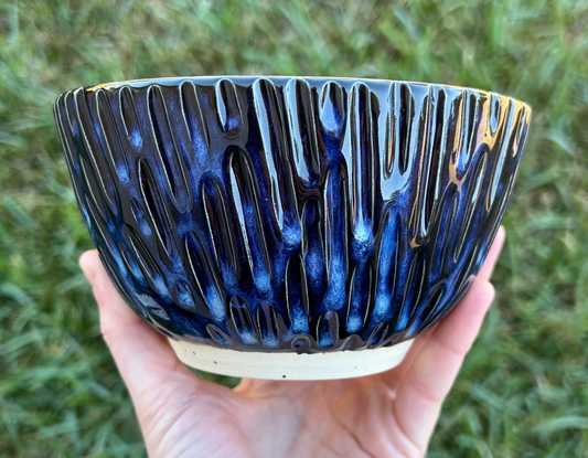 Hand Carved Black & Blue Bowl