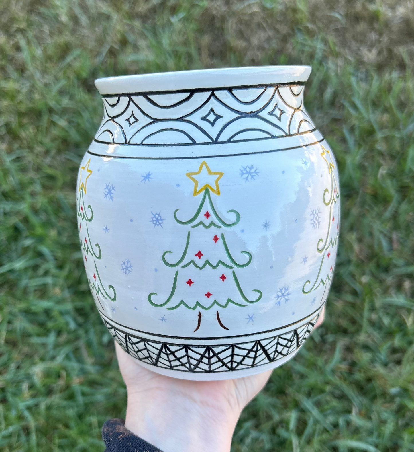 Hand-Carved Christmas Tree/Tribal Vase