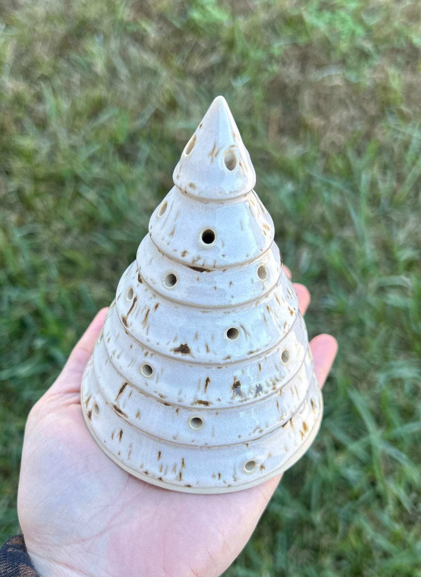 Cream Speckle Christmas Tree Luminary