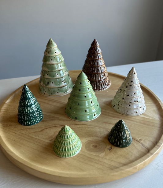 Green & Cream Speckle Christmas Tree Luminary