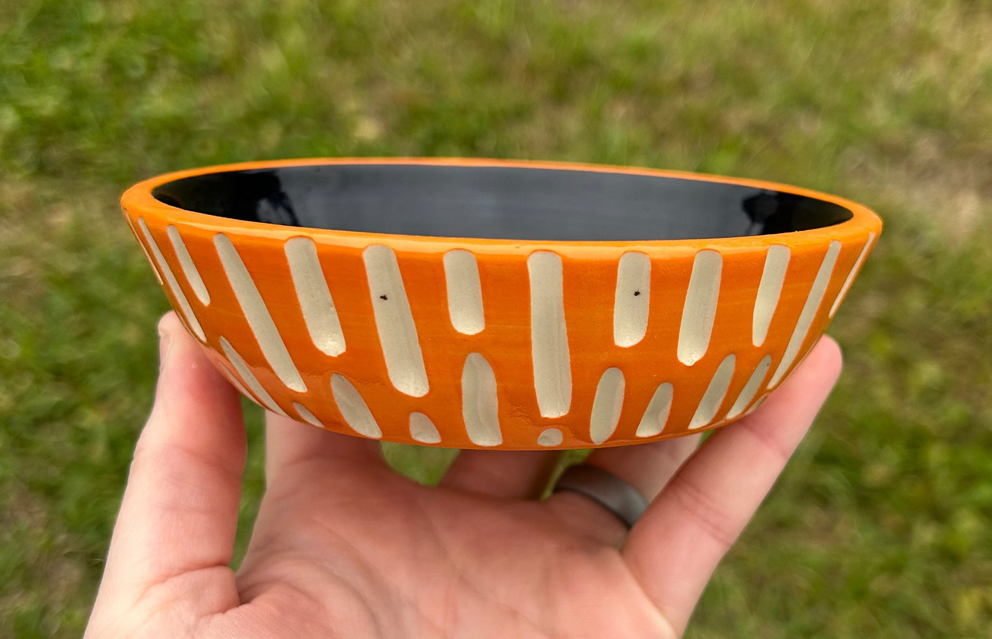 Orange Hand Carved Small Trinket/Dip/Pet Food Dish