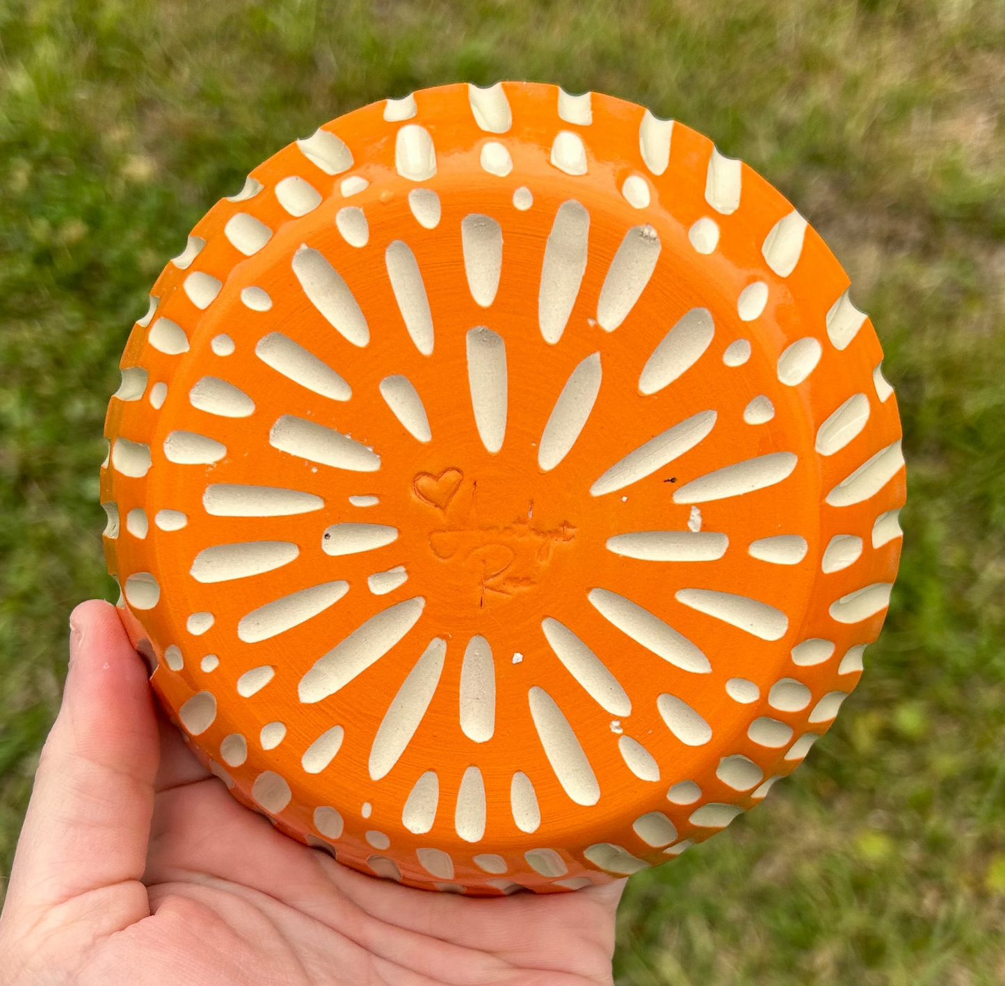 Orange Hand Carved Small Trinket/Dip/Pet Food Dish