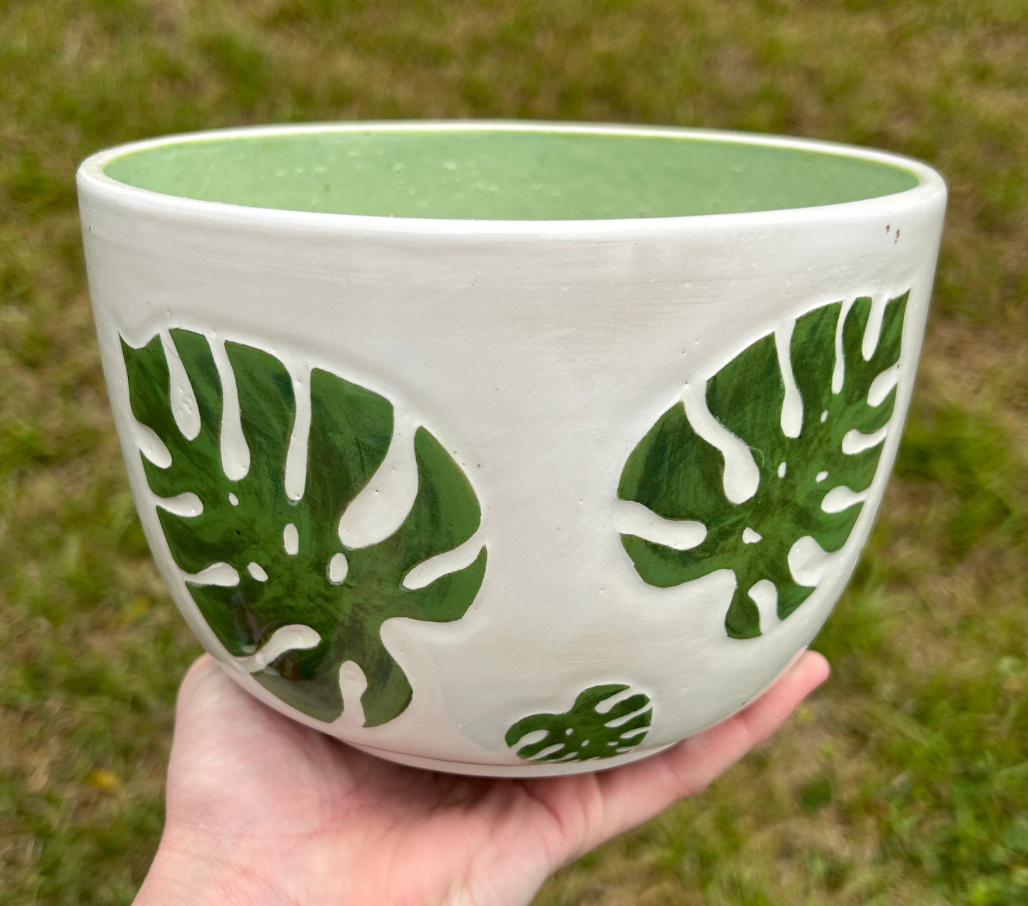 Hand-Carved Monstera Leaf Planter