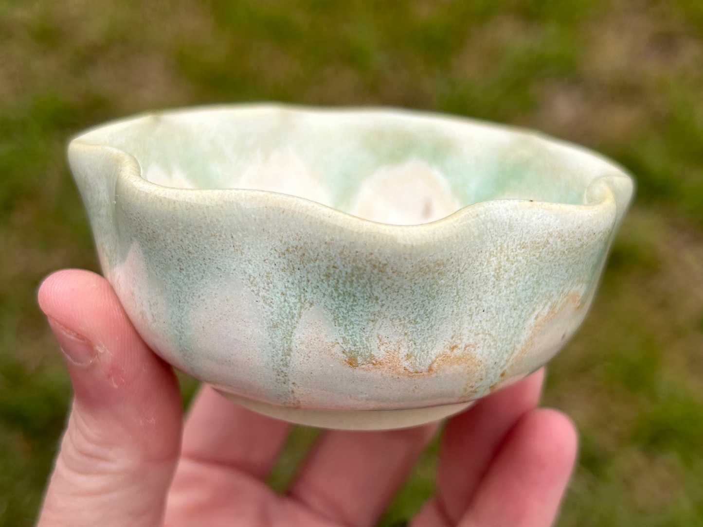 Mint & Cream Wavy Trinket Dish