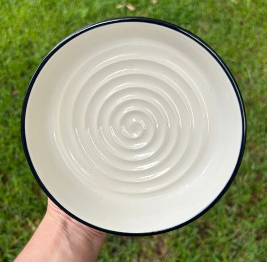 B&W Hand Carved Medium Tribal Trinket/Dip/Pet Food Dish