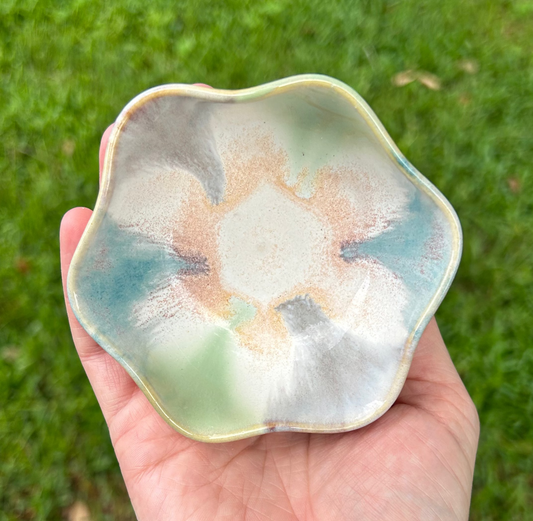 Green, Blue, and Purple Wavy Trinket Dish